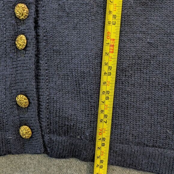 Vintage Koret Cardigan Women's Large Navy Argyle Preppy Academia Wool - Picture 10 of 11